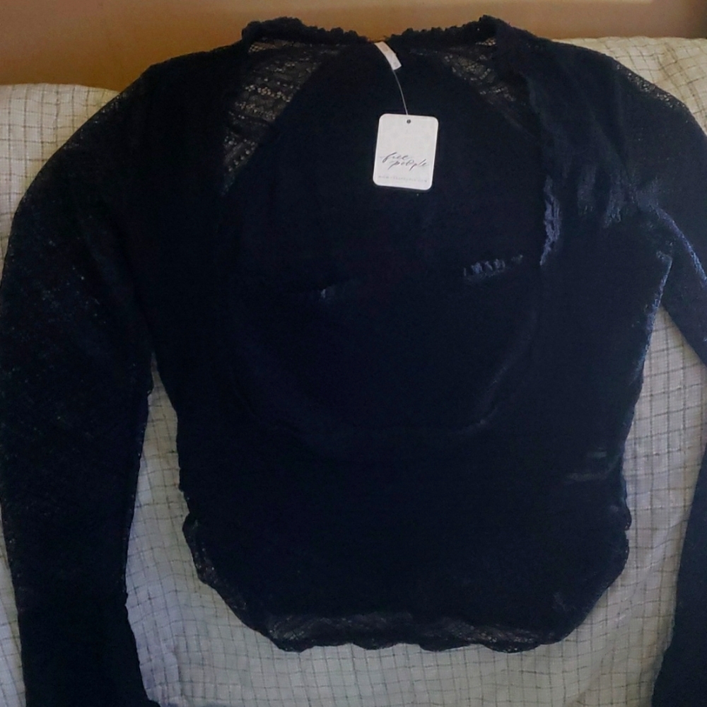 Black Lace Long Sleeve Top